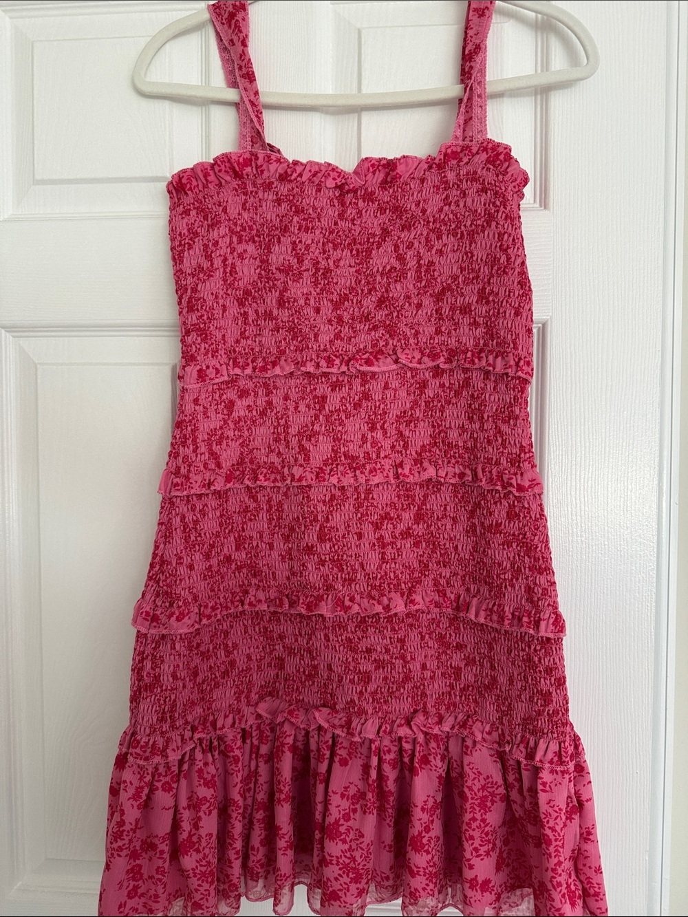Amazon Pink Tiered Floral Dress